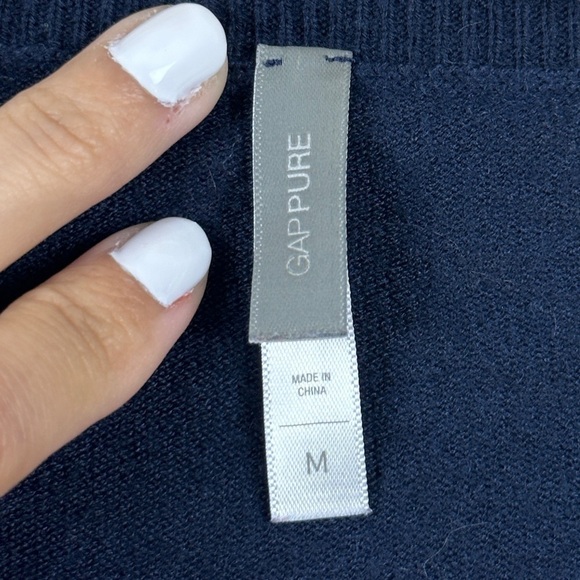 Gap Pure Blue V-neck Cashmere Blend Oversized Pullover Sweater Size Medium - Picture 7 of 10